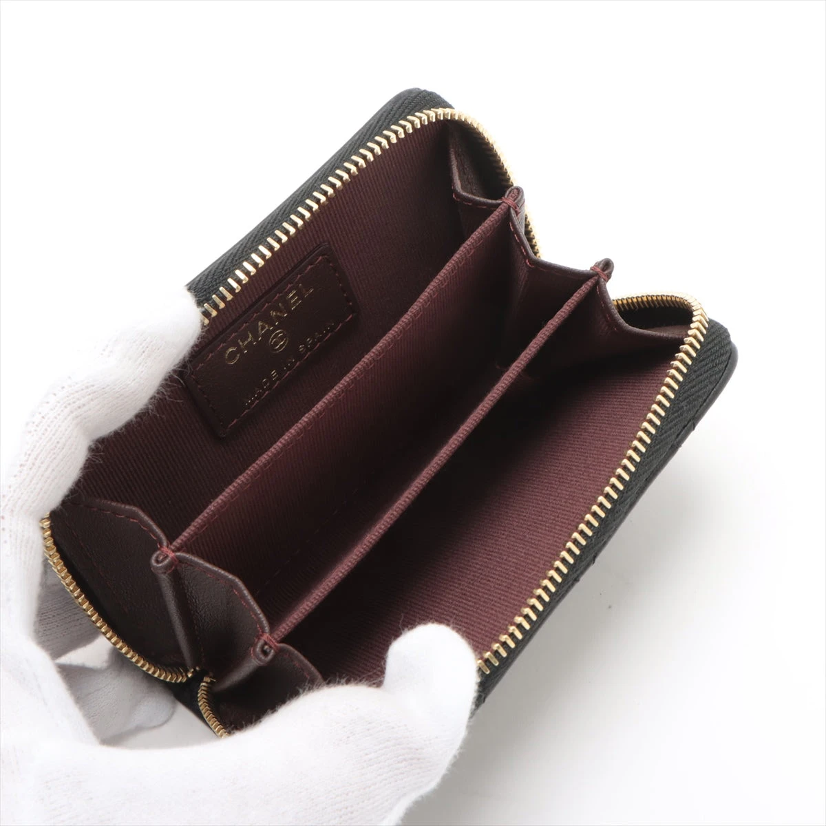 シャネル マトラッセ ラムスキン コインケース ブラック ゴールド金具 