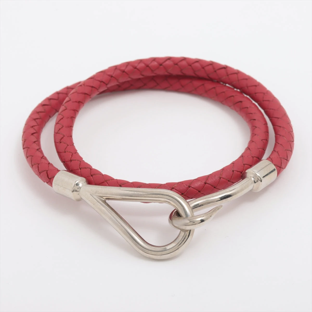 そら様HERMES バングル ブレスレット レザー プスプス レッド シルバー HERMES バングル シルバー レッド そら様HERMES バングル
