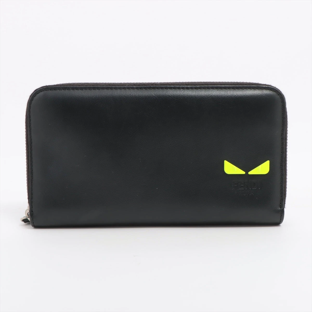 フェンディ◇モンスター！ブラックレザー長財布 イエローのロゴ 一粒万