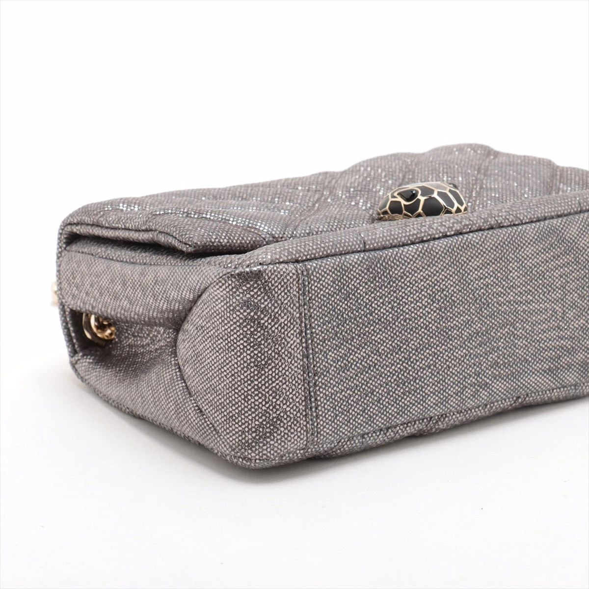 ブルガリ セルペンティ レザー チェーンショルダーバッグ シルバー