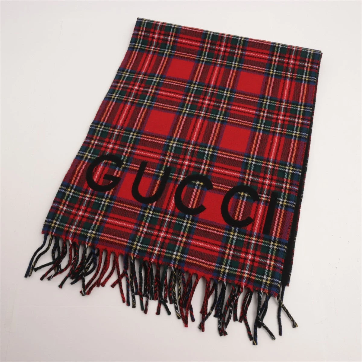 ほぼ未使用】GUCCI GGパターン マフラー ブラウン/レッド 【公式通販】