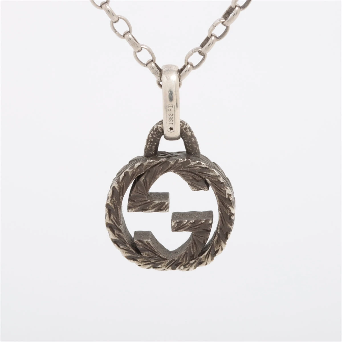 アウル　美品グッチ　ネックレス　アラベスク　インターロッキング グッチ インターロッキングG アラベスク ネックレス 925 7.1g シルバー