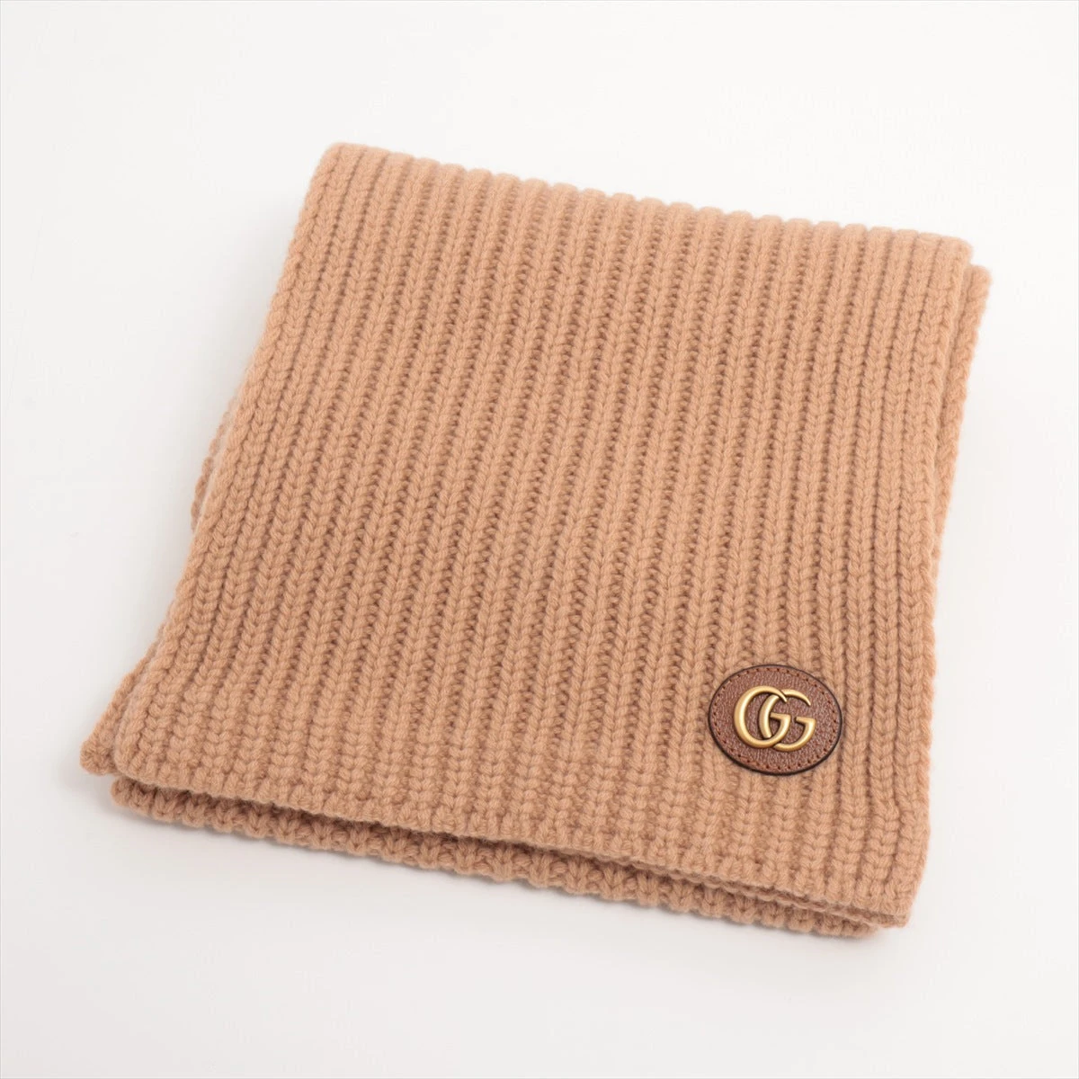 グッチ 773426 3GB02 ダブルG マフラー ウール×カシミヤ キャメル  