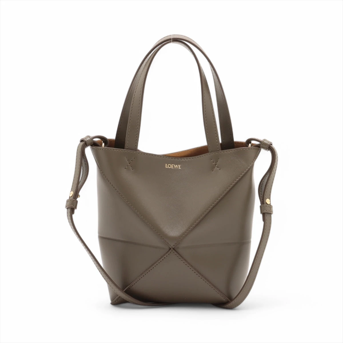 LOEWE パズルトートミニ　カーキ パズルフォルドトート ミニ（シャイニーカーフ） ブラック - LOEWE