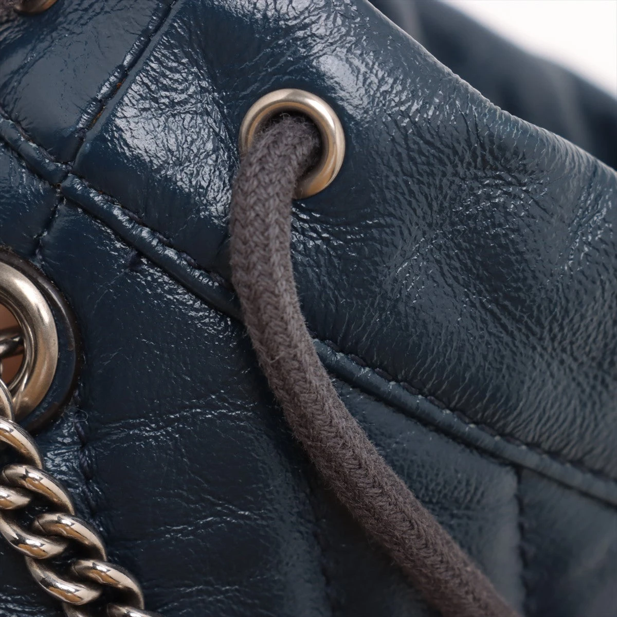 グッチ GGマーモント レザー チェーンショルダーバッグ ネイビー