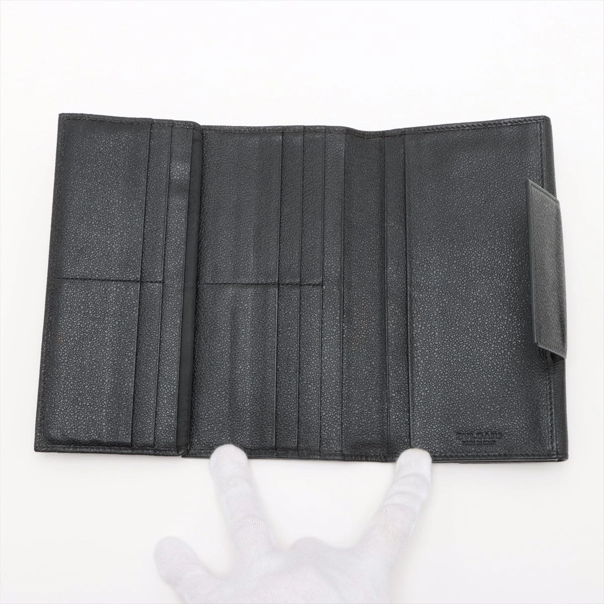 【美品】BVLGARI ブルガリ ミレリゲ 長財布 三つ折り ブラック レザー ブルガリ ミレリゲ レザー 長財布 ブラック NP036521｜中古