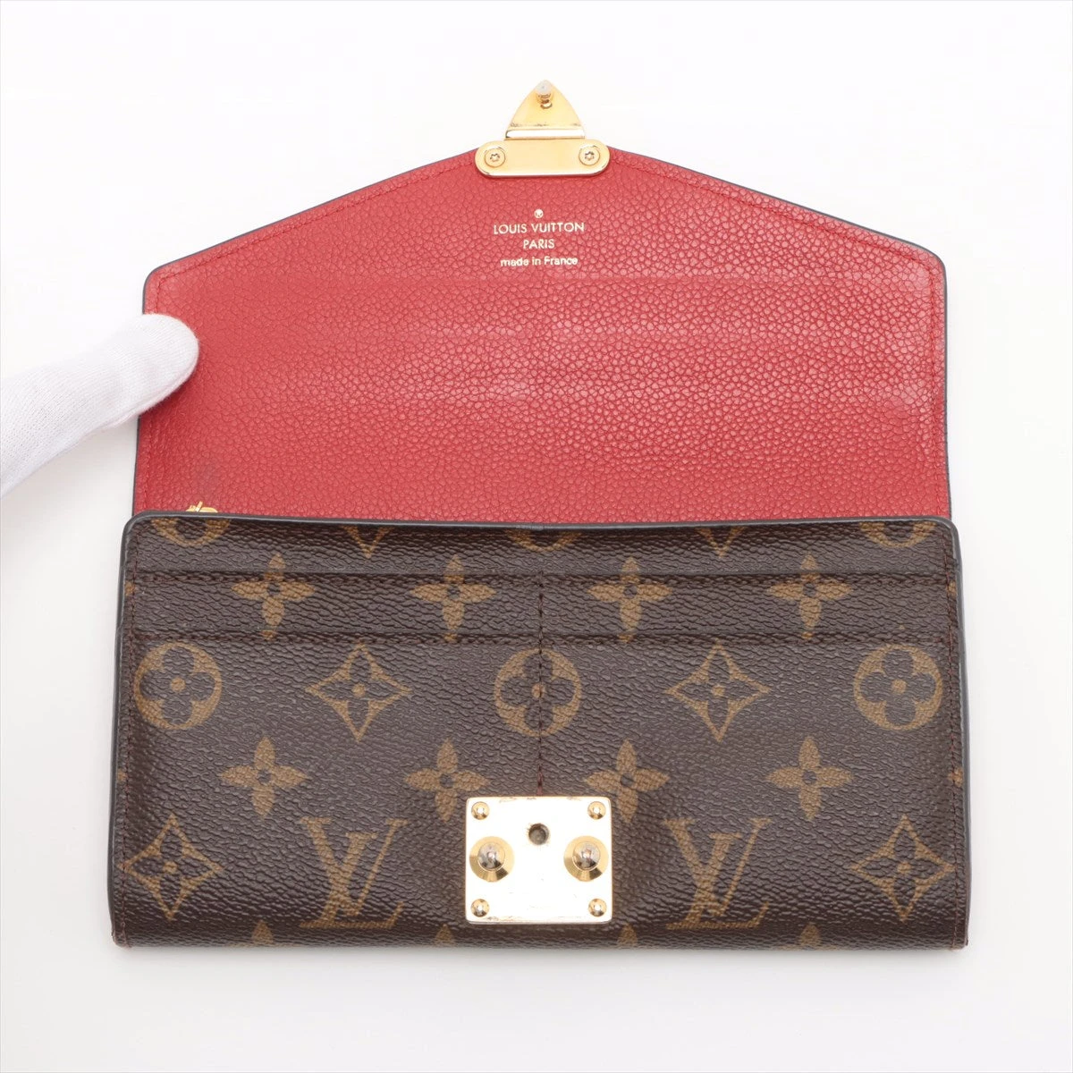 【新品同様】LOUIS VUITTON ポルトフォイユ・パラス ブラウン レッド ルイヴィトンポルトフォイユ パラス コンパクト 14145 スリーズ