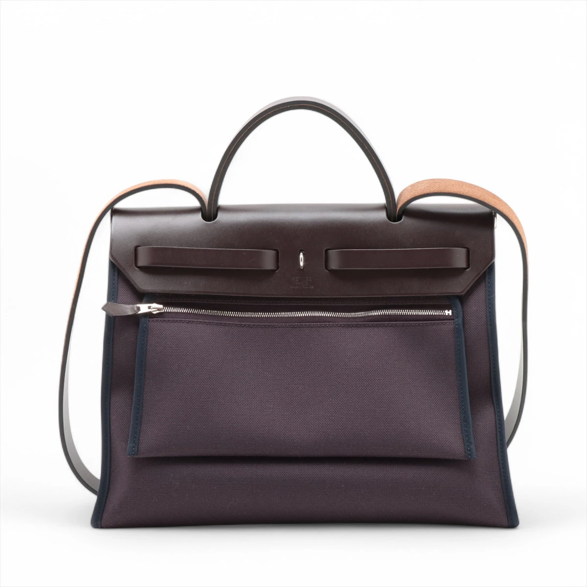 エルメス エールバッグジップPM トワルミリタリー×レザー パープル 