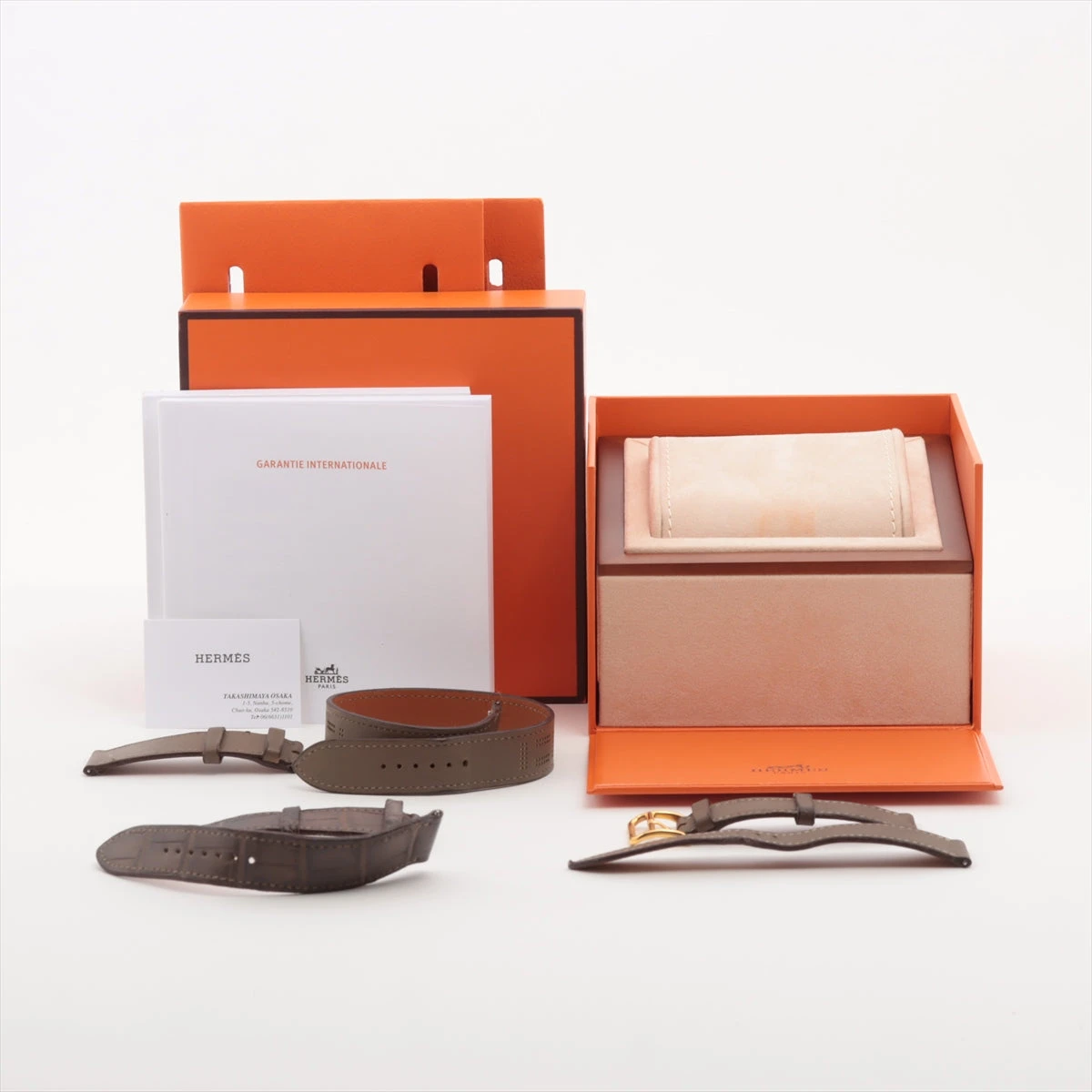 HERMES 9箱 付属品あり エルメス Hウォッチ SS×GP×革 QZ 白文字盤 HH1.502 A3499937