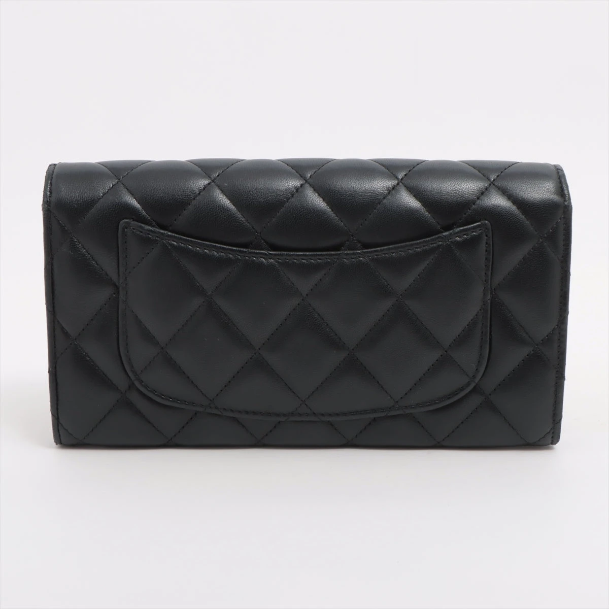 美品！シャネル　ラムスキン　マトラッセ　折り財布　ブラック 美品】シャネル マトラッセ ラムスキン 二つ折り財布 黒 ブラック 971