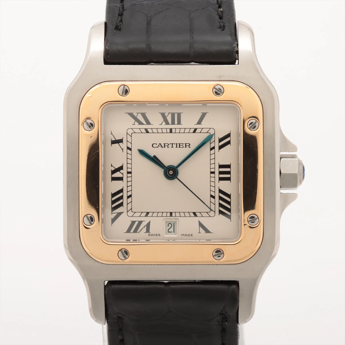 カルティエ サントスガルベLM W200114B SS×YG×革 QZ アイボリー