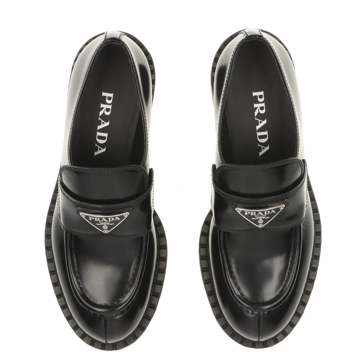 Prada バイカラー レザーローファー | ブラック | FARFETCH JP