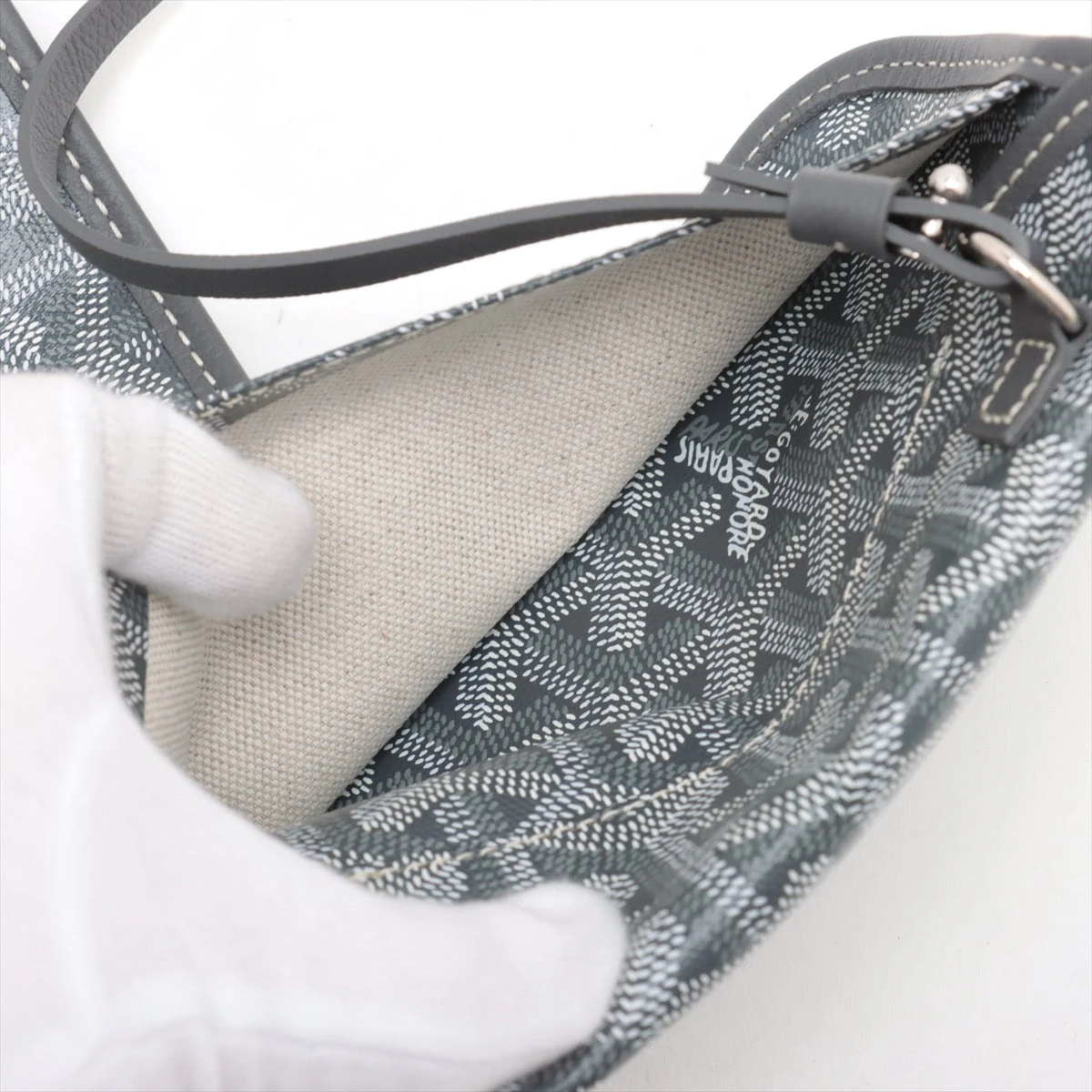 ゴヤール サンルイPM PVC×レザー トートバッグ グレー A3524582｜中古 