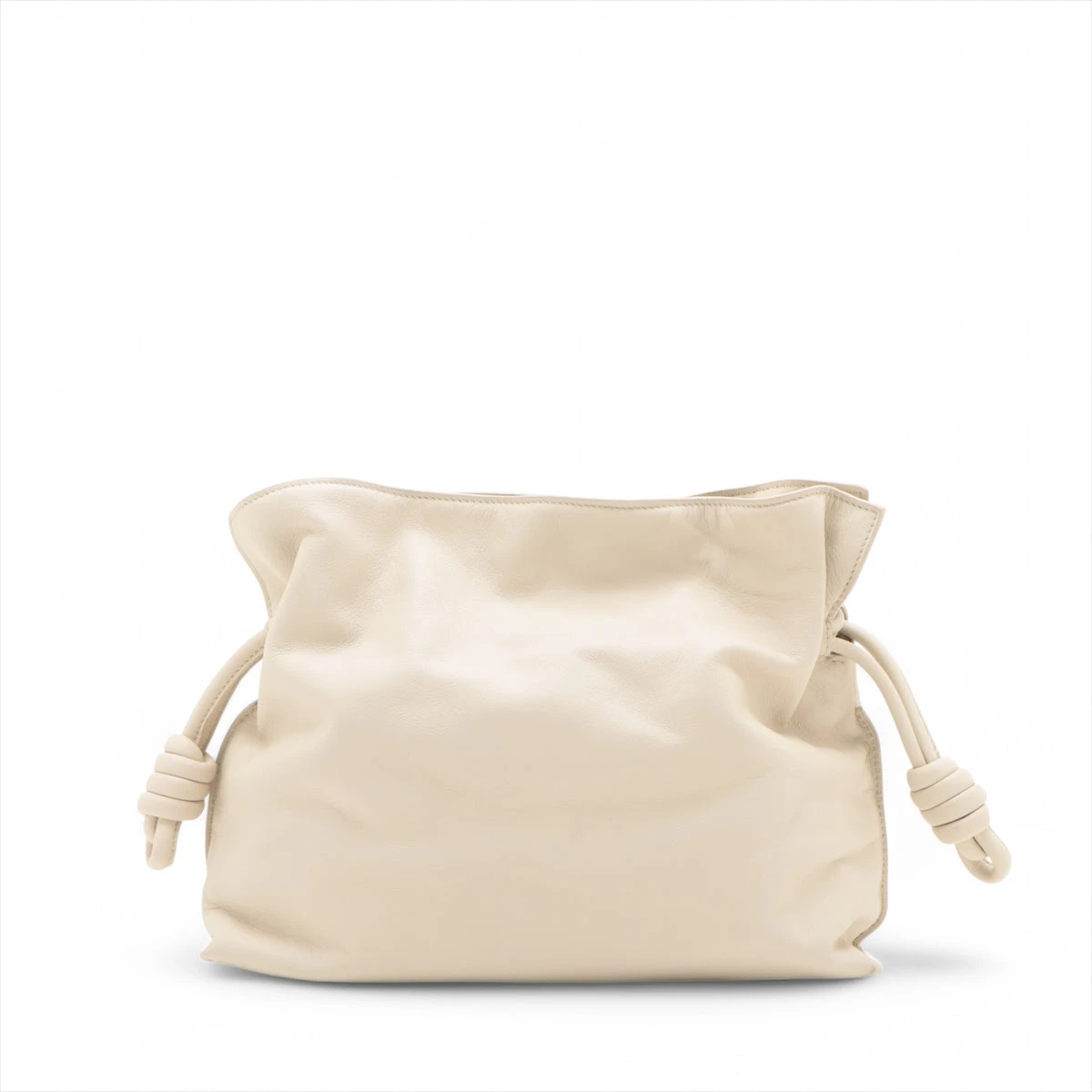 【LOEWE】フラメンコ　ショルダーバッグ　巾着　ベージュ　レザー　ロゴ LOEWE】フラメンコ ショルダーバッグ 巾着 ベージュ レザー ロゴ