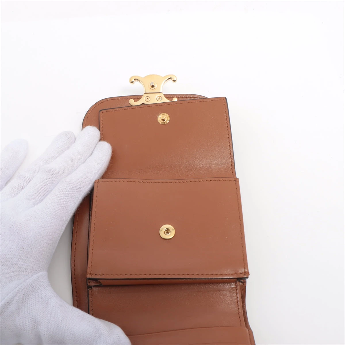 美品✨セリーヌ トリオンフ スモール フラップウォレット ブラウン CELINE（セリーヌ） 【新品】セリーヌ 折り財布 スモール フラップ