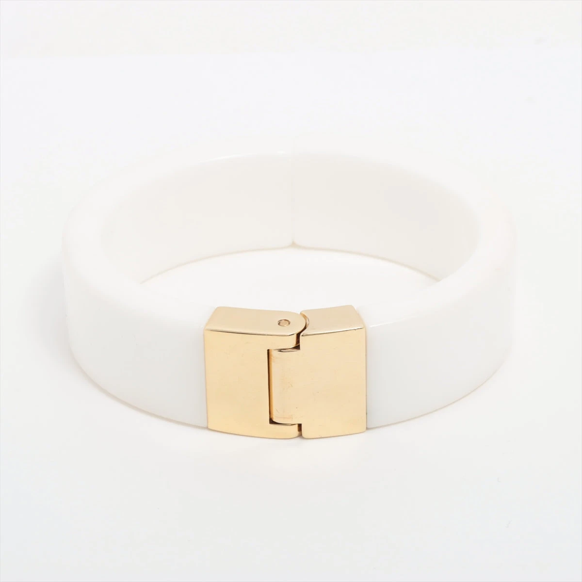 ミュウミュウ 5IB448 ロゴ バングル S GP×エナメル ホワイト×ゴールド
