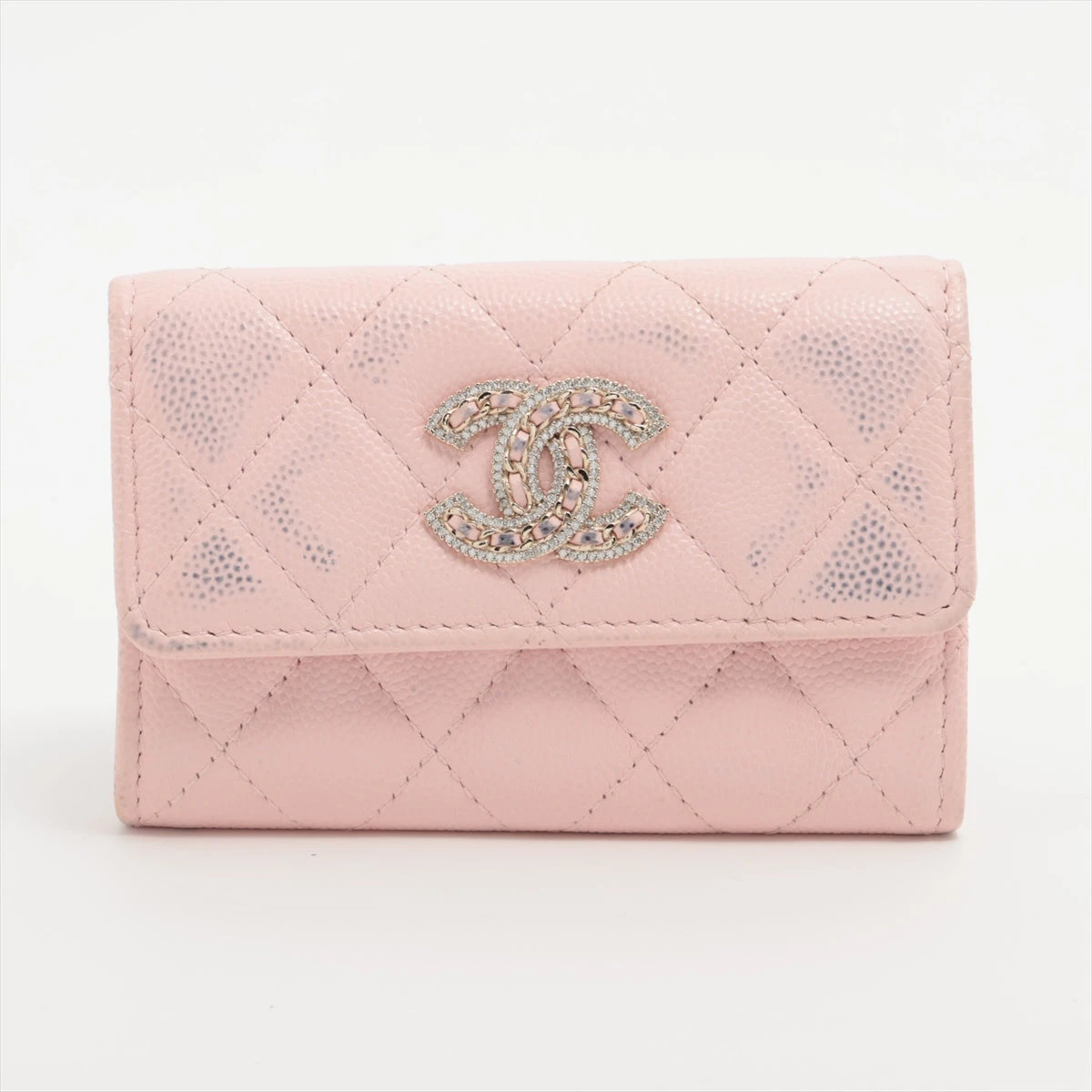CHANEL マトラッセ ケース　ピンク　美品 シャネル マトラッセ キャビアスキン カードケース ピンク シャンパン
