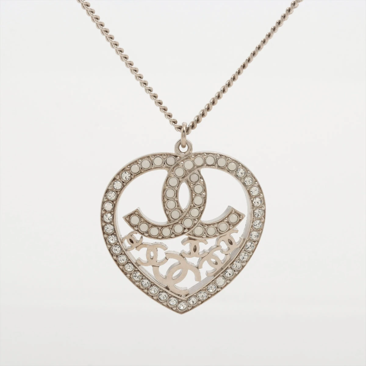 シャネル ココマーク ハート 09C ネックレス GP×ラインストーン
