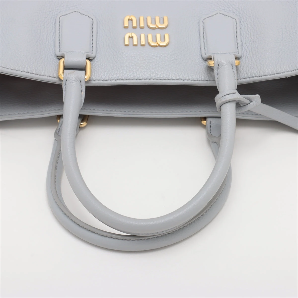 ミュウミュウ ヴィッテロダイノ レザー 2WAYショルダーバッグ ブルー