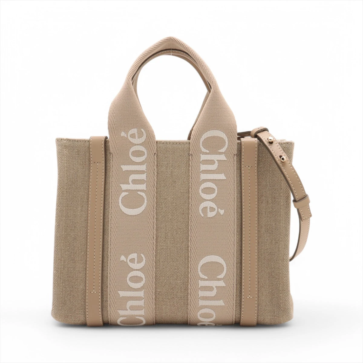 クロエ ウッディ スモール キャンバス×レザー 2WAYトートバッグ  
