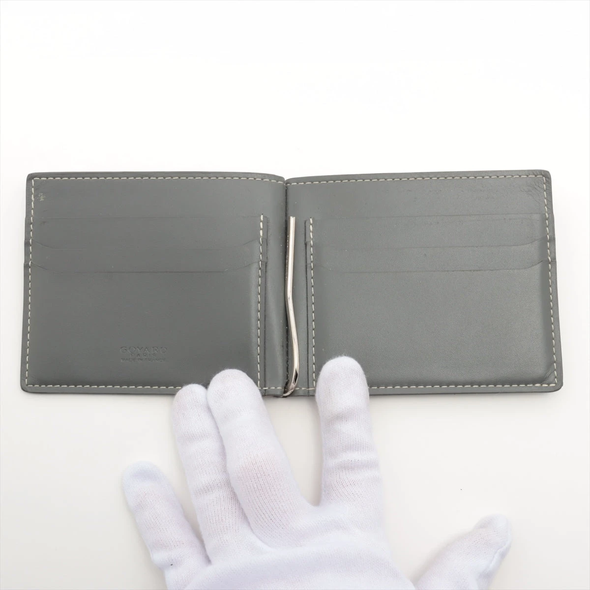 ゴヤール PVC×レザー マネークリップ グレー A3527130｜中古ブランド品
