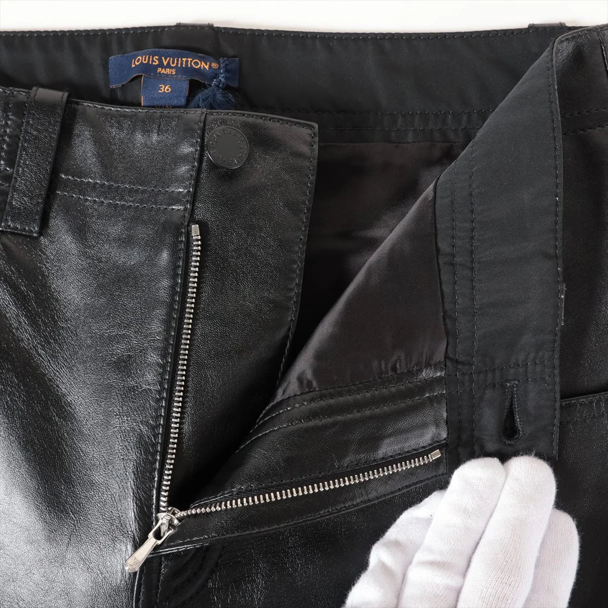 ヴィトン 23AW レザー パンツ 36 レディース ブラック RW232W A3510865 