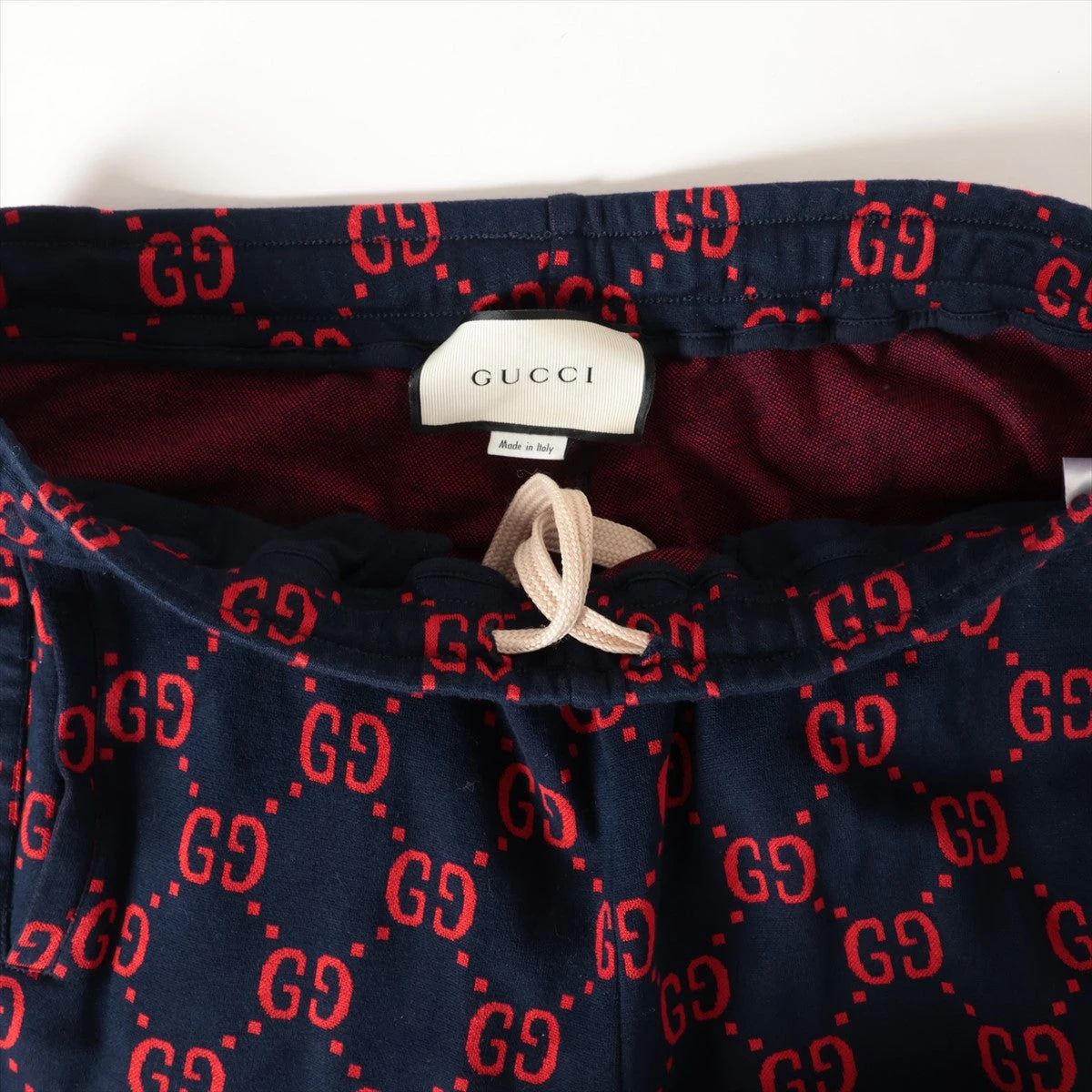 グッチ GGジャカード 18AW コットン トラックパンツ L メンズ ネイビー 