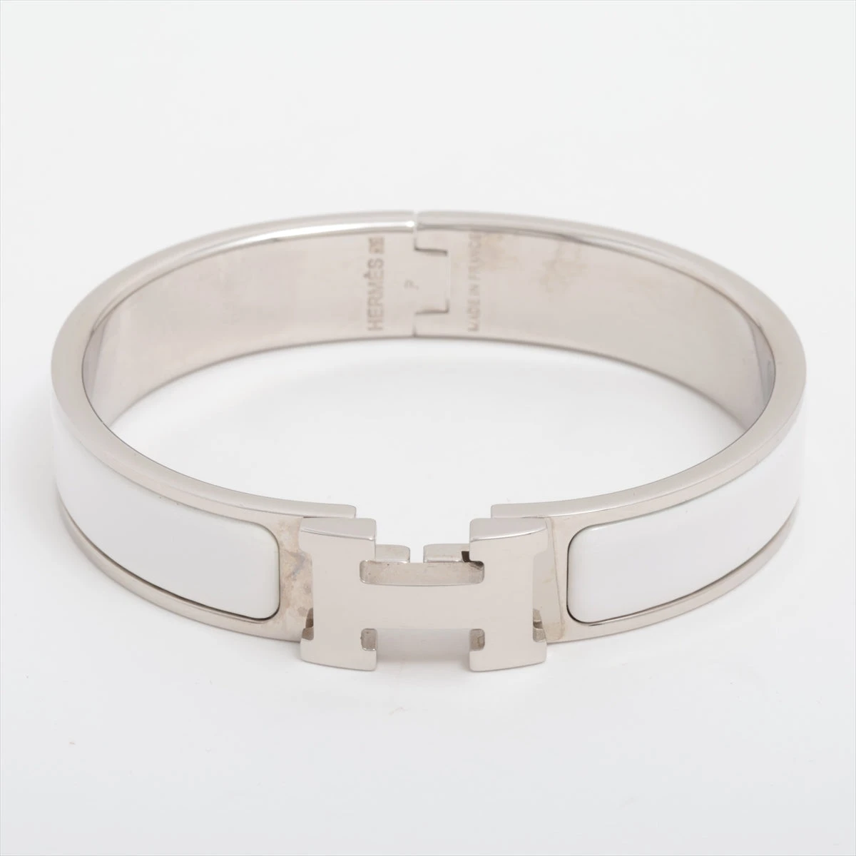 HERMES H バングル ホワイト エルメス クリックHバングル ファン バングル GP×エナメル