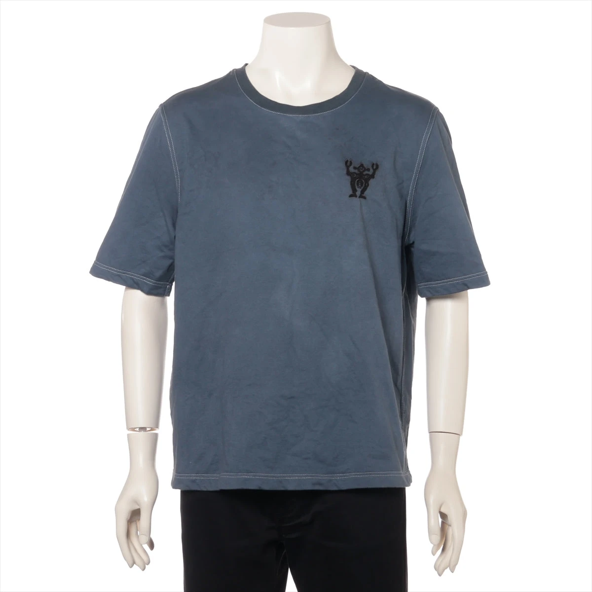 HERMES◆首元汚れ有/Tシャツ/L/コットン/WHT/03-3569-3300// エルメス Tシャツ エトリエ・アン・フラグモン L グレー