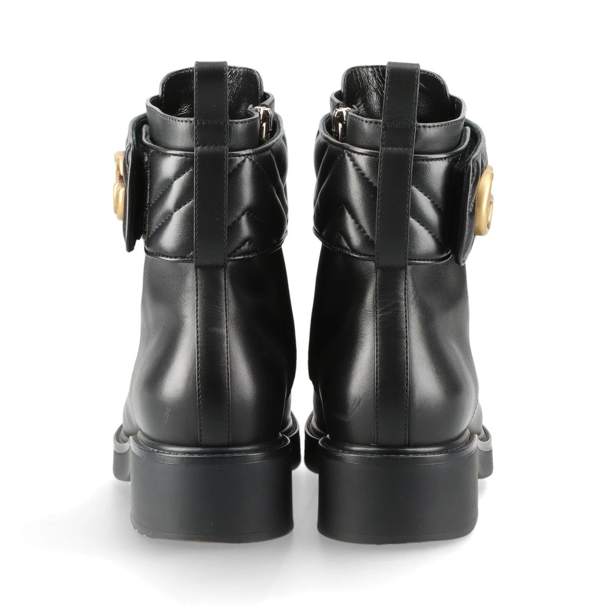 グッチ GGマーモント レザー ショートブーツ 37.5 レディース ブラック