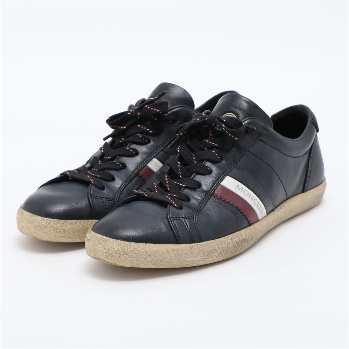 モンクレール モナコ レザー スニーカー 41 メンズ ネイビー 色落ち  